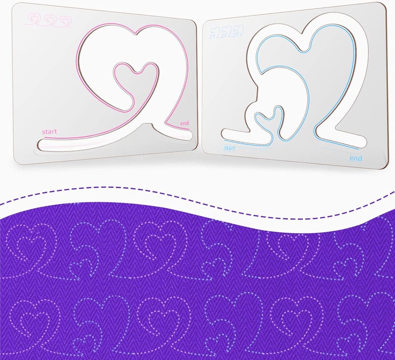 Kapyoo Quilting Rulers and Templates Quilting Templates for Machines Quilting Heart Shaped Free Motion Quilting Templates (Design A&B) - Image 1